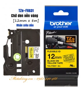 Brother TZe-731, Khổ 12mm, Dài 8m, Black On Green, Chống Thấm Nước | ⓿❾❼❼❹❼❽❹❻❻ | METAKING