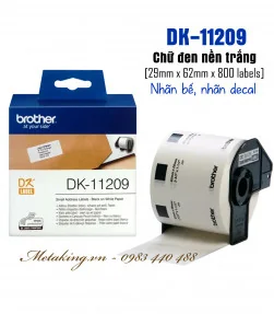 Brother DK-11209, 29mm X 62mm X 800 Labels, Nhãn Bế, Giấy Decal | ⓿❽❻❽❺⓿❺⓿❺❻ | metaking.vn