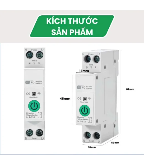 Cầu Dao Điện Thông Minh TUYA 63A 1P, đo điện năng tiêu thụ, điều khiển từ xa | ⓿❾❼❼❹❼❽❹❻❻ | METAKING