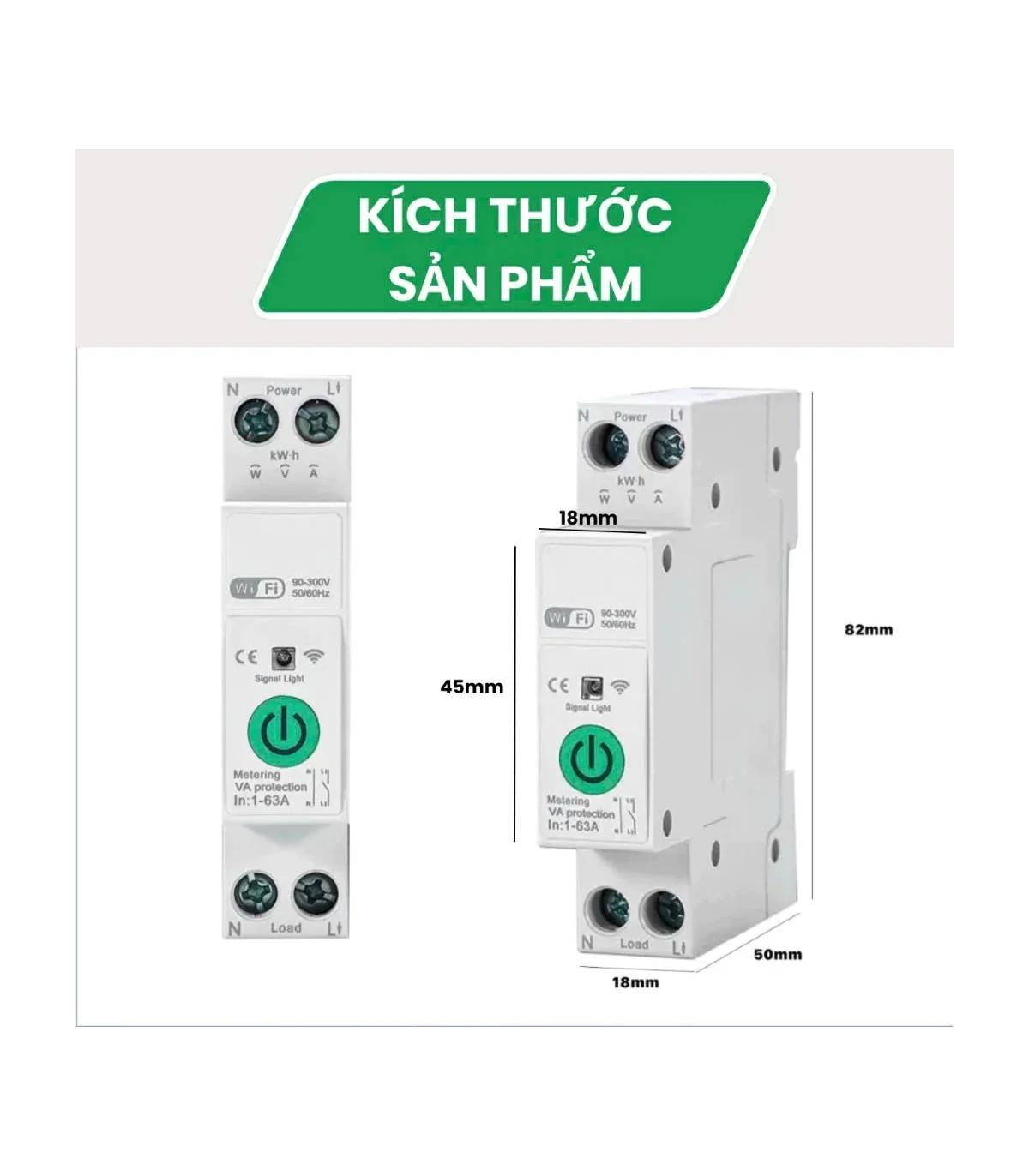 Cầu Dao Điện Thông Minh TUYA 63A 1P, đo điện năng tiêu thụ, điều khiển từ xa | ⓿❾❼❼❹❼❽❹❻❻ | METAKING