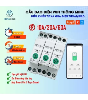 Cầu Dao Điện Thông Minh TUYA 63A 1P, đo điện năng tiêu thụ, điều khiển từ xa