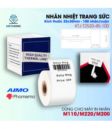 Nhãn Trang Sức 25 X 30mm, Màu Trắng, KTJ-T2530-45-100 | ⓿❾❼❼❹❼❽❹❻❻ | METAKING