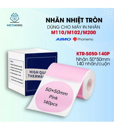 Nhãn Tròn 50 X 50mm, Màu Hồng, KTR-5050-140PK | ⓿❾❼❼❹❼❽❹❻❻ | METAKING