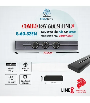 COMBO [ Ray Điện Line8 Lắp Nổi Dài 60CM + 03 Ổ Cắm Zen MLT ] | ⓿❾❼❼❹❼❽❹❻❻ | METAKING