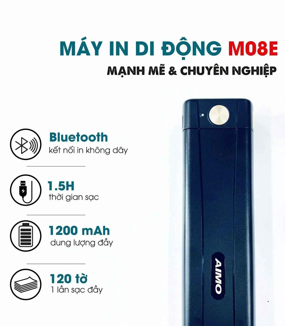 Máy In A4 Di Động M08E (A4, Giấy Nhiệt, Không Mực, Bluetooth/USB-C) | ⓿❾❼❼❹❼❽❹❻❻ | METAKING