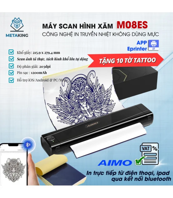 Máy Scan Hình Xăm M08ES (A4, USB, Bluetooth) | ⓿❾❼❼❹❼❽❹❻❻ | METAKING