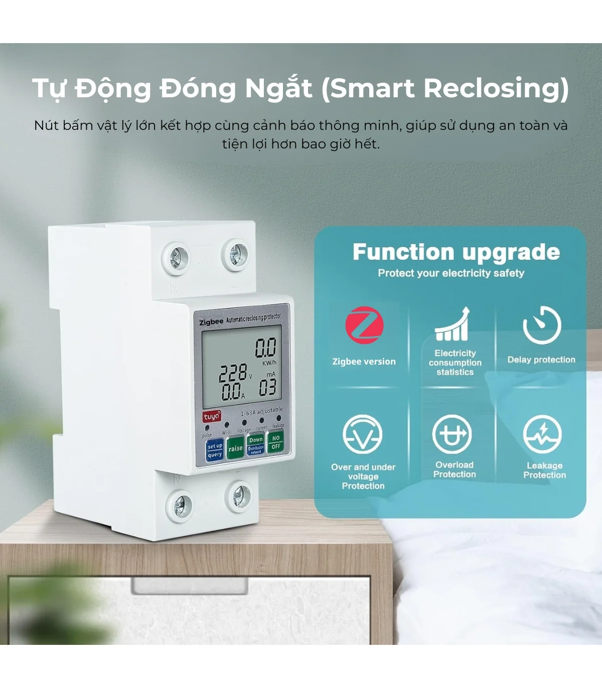 Công Tơ Điện Tuya Zigbee, Đồng Hồ Đo Điện 63A, Điều Khiển Từ Xa, Chống Rò Rỉ Điện | ⓿❾❼❼❹❼❽❹❻❻ | METAKING