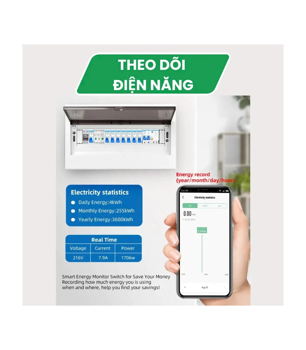Aptomat thông minh Tuya Zigbee, CB Tuya 63A có đo điện | ⓿❾❼❼❹❼❽❹❻❻ | METAKING