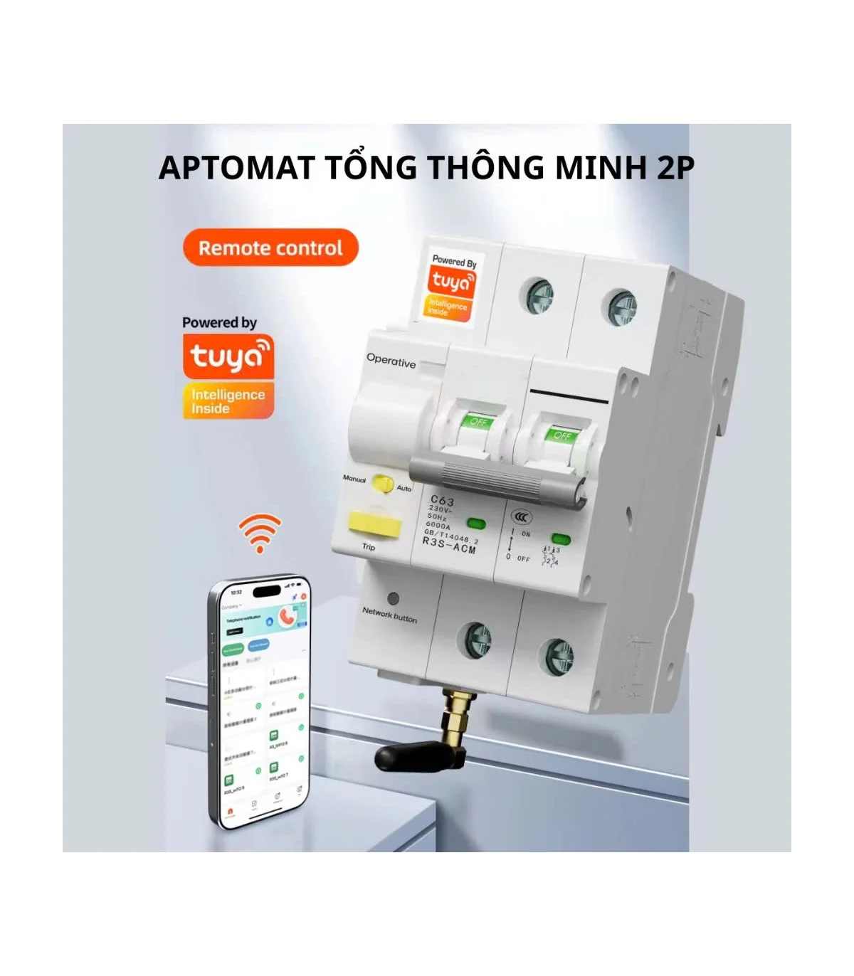 Aptomat Wifi, Cầu Dao Tổng Điều Khiển Qua Wifi, RS485 Tuya 80A, Đo Điện Năng, BH 12 tháng | ⓿❾❼❼❹❼❽❹❻❻ | METAKING
