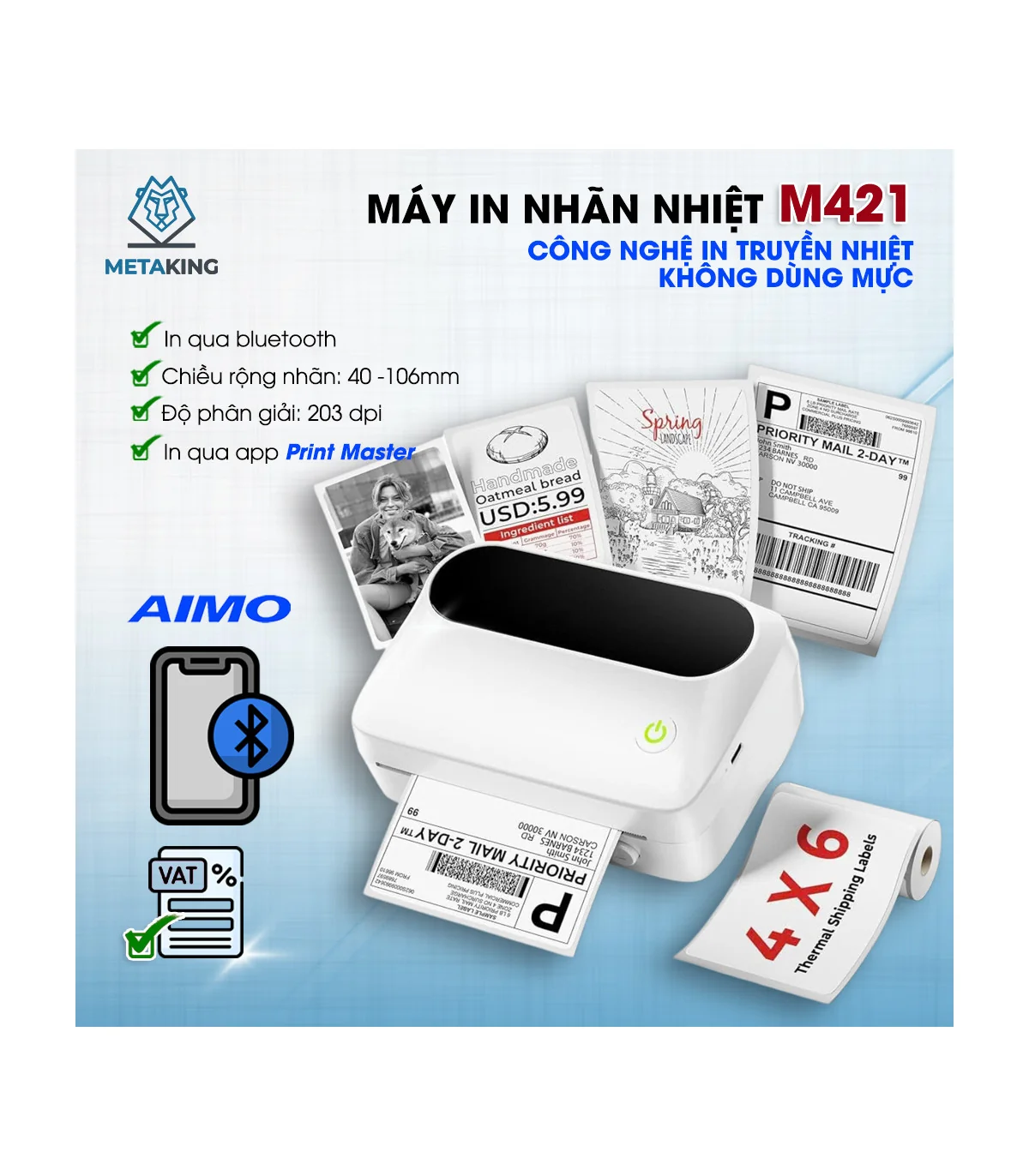 Máy In Nhãn Di Động Aimo M421 | ⓿❾❼❼❹❼❽❹❻❻ | METAKING