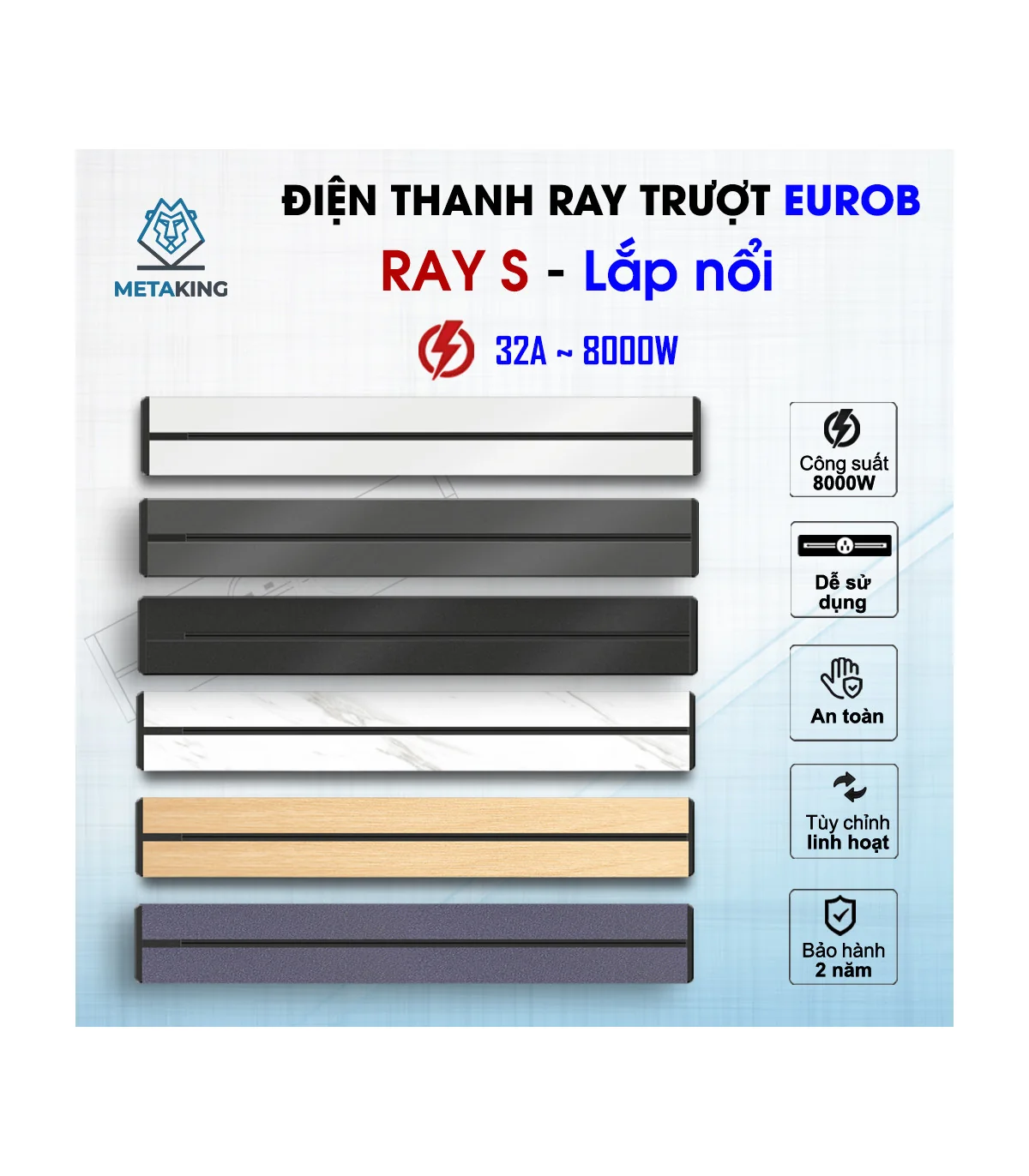 Thanh ray điện Eurob Slim-S| Lắp Nổi I BH 2 Năm | ⓿❾❼❼❹❼❽❹❻❻ | METAKING