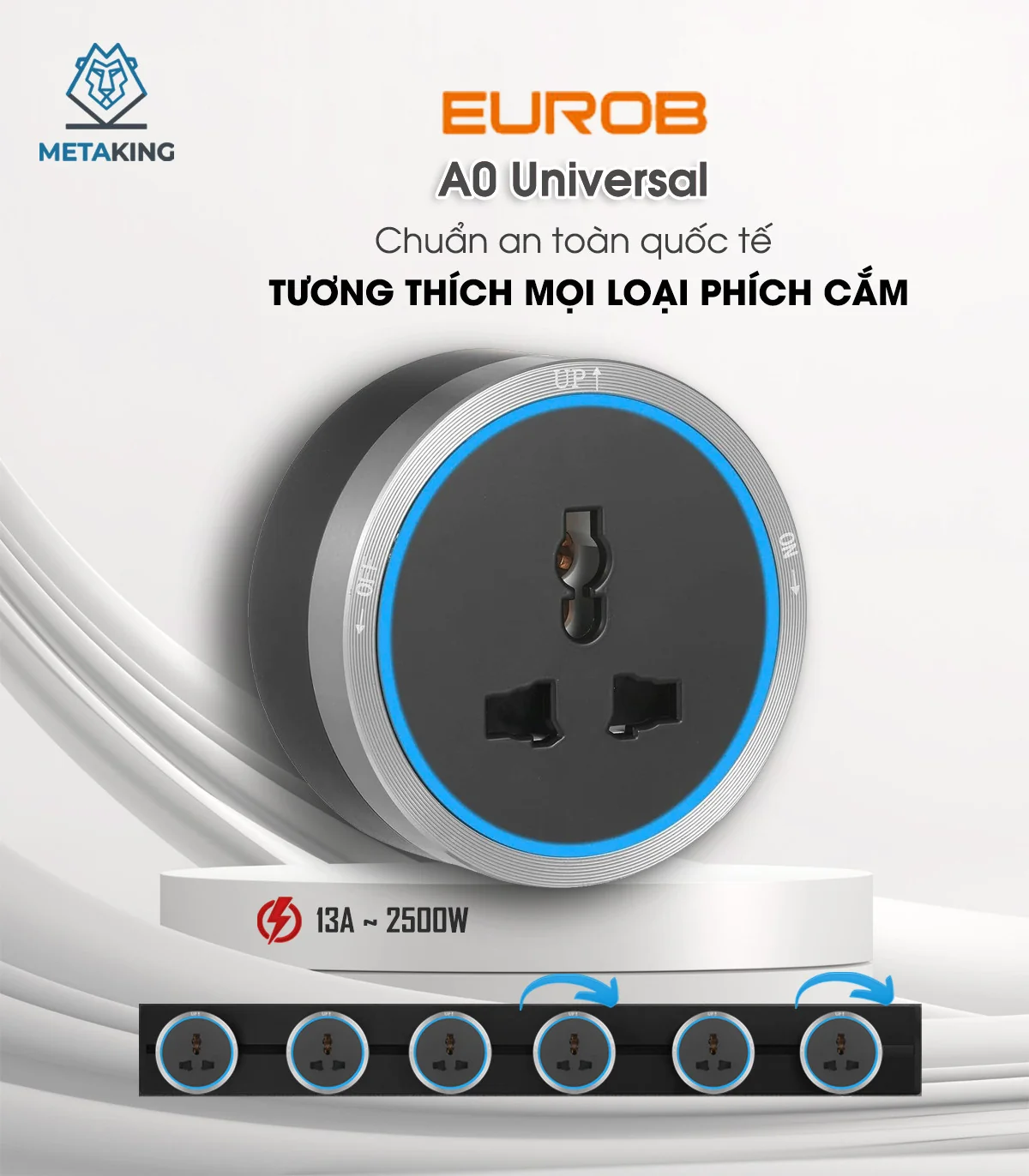 Ổ Cắm Đơn Eurob A0 Universal (Vỏ nhôm, Bạc) I BH 2 Năm | ⓿❾❼❼❹❼❽❹❻❻ | METAKING