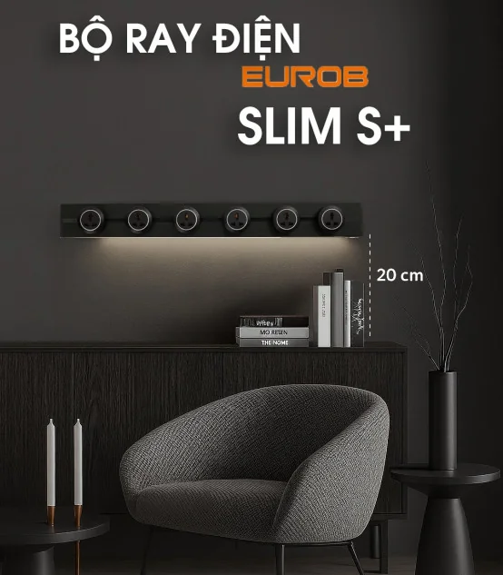 Thanh ray điện Eurob Slim-S + (USB-C & Đèn LED)| Lắp Nổi I BH 2 Năm | ⓿❾❼❼❹❼❽❹❻❻ | METAKING