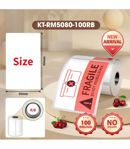 Nhãn Nhiệt KT-RM5080-100RB I Hai Màu Đỏ & Đen I Dùng Cho Máy M421 | ⓿❾❼❼❹❼❽❹❻❻ | METAKING