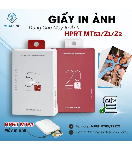 Giấy in ảnh dùng cho Máy ảnh, in ảnh HPRT MT53/Z1/Z2 | ⓿❾❼❼❹❼❽❹❻❻ | METAKING