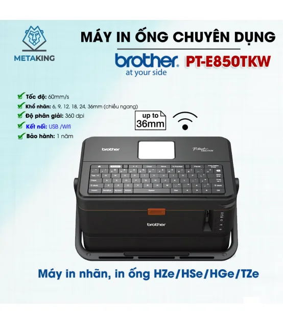 Brother PT-E850TKW | ⓿❾❼❼❹❼❽❹❻❻ | METAKING