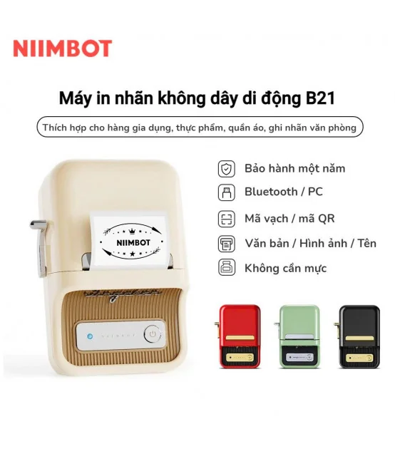 Máy in nhãn nhiệt Bluetooth NIIMBOT B21, lý tưởng cho gia đình, văn phòng và doanh nghiệp. | ⓿❾❼❼❹❼❽❹❻❻ | METAKING