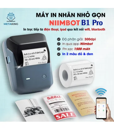 Máy in nhãn Niimbot B1 Pro – 300 Dpi - In 2 màu đỏ, đen | ⓿❾❼❼❹❼❽❹❻❻ | METAKING