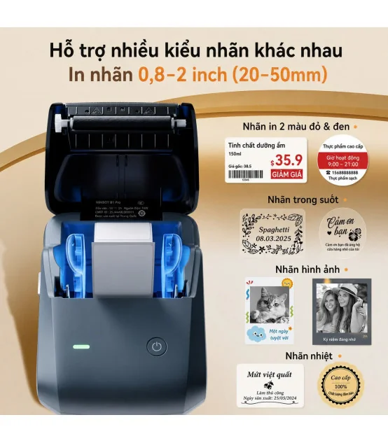 Máy in nhãn Niimbot B1 Pro – 300 Dpi - In 2 màu đỏ, đen | ⓿❾❼❼❹❼❽❹❻❻ | METAKING