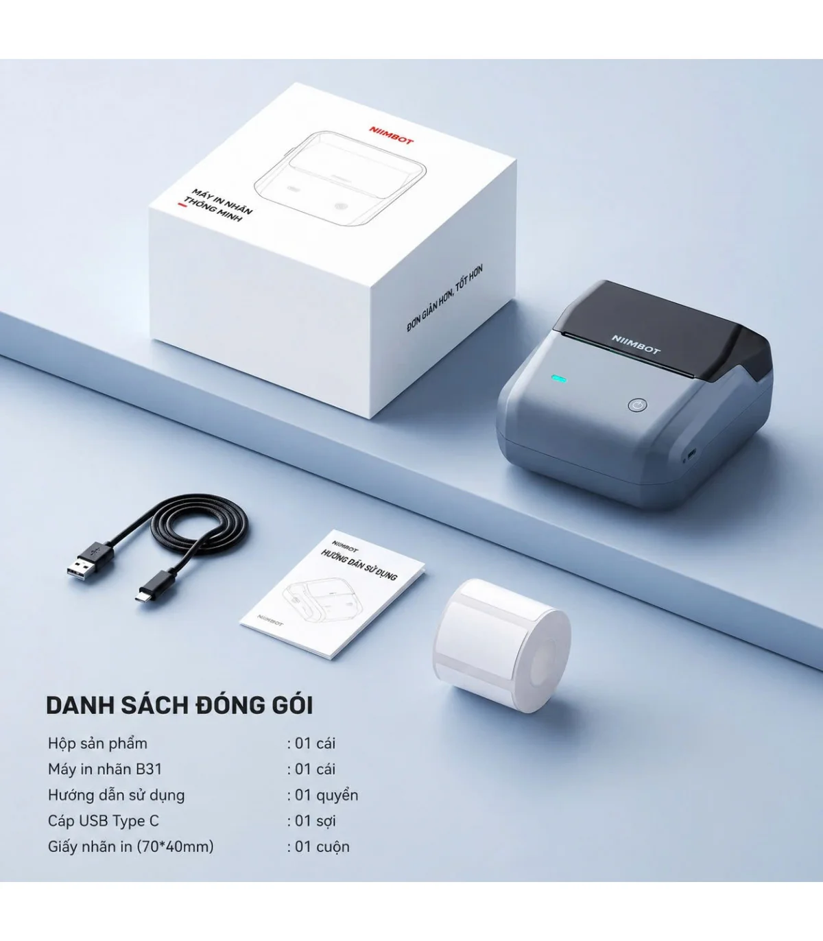 Máy in nhãn nhiệt Bluetooth NIIMBOT B31 | ⓿❾❼❼❹❼❽❹❻❻ | METAKING