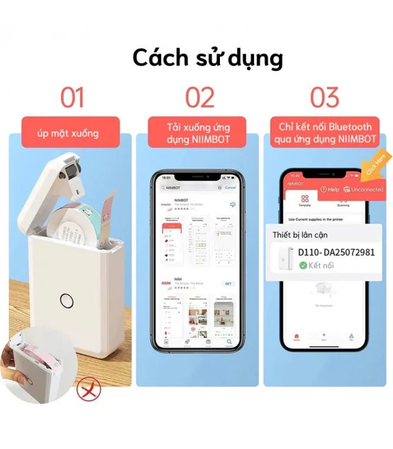 Máy in nhãn nhiệt Bluetooth NIIMBOT D110_M | ⓿❾❼❼❹❼❽❹❻❻ | METAKING
