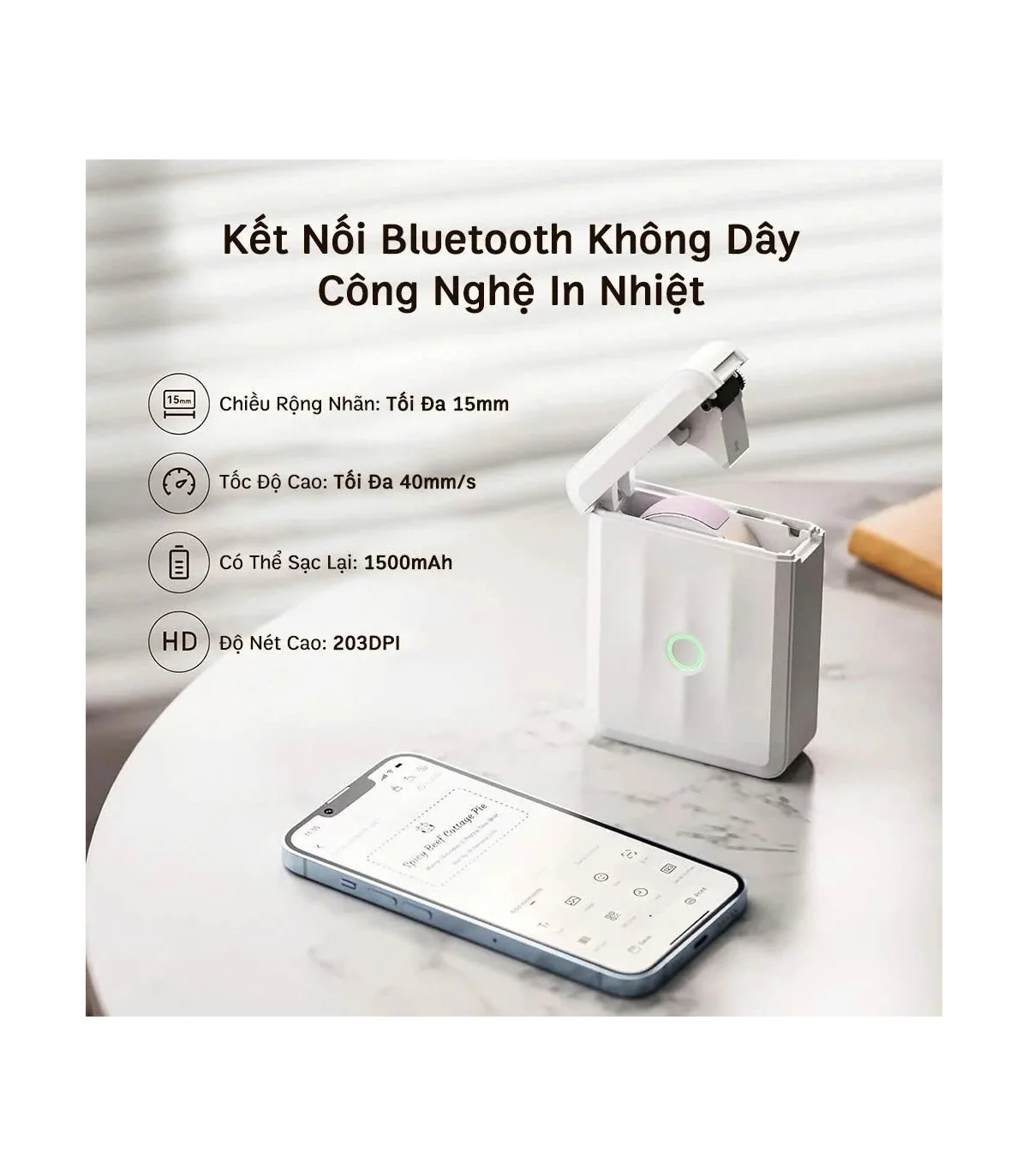 Máy in nhãn nhiệt Bluetooth NIIMBOT D110_M | ⓿❾❼❼❹❼❽❹❻❻ | METAKING