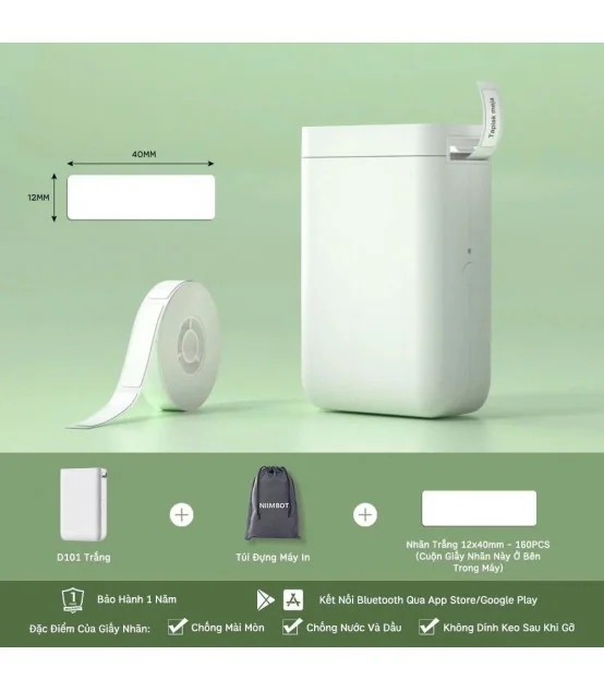 Máy in nhãn nhiệt Bluetooth NIIMBOT D101 | ⓿❾❼❼❹❼❽❹❻❻ | METAKING