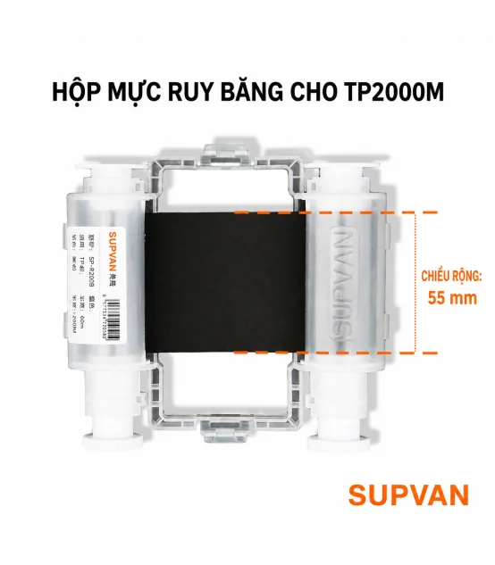 Ribbon Supvan TP-R453WTE - Mực máy in ống co nhiệt Supvan TP200M - Khổ 55mm dài 45M/Cuộn | ⓿❾❼❼❹❼❽❹❻❻ | METAKING