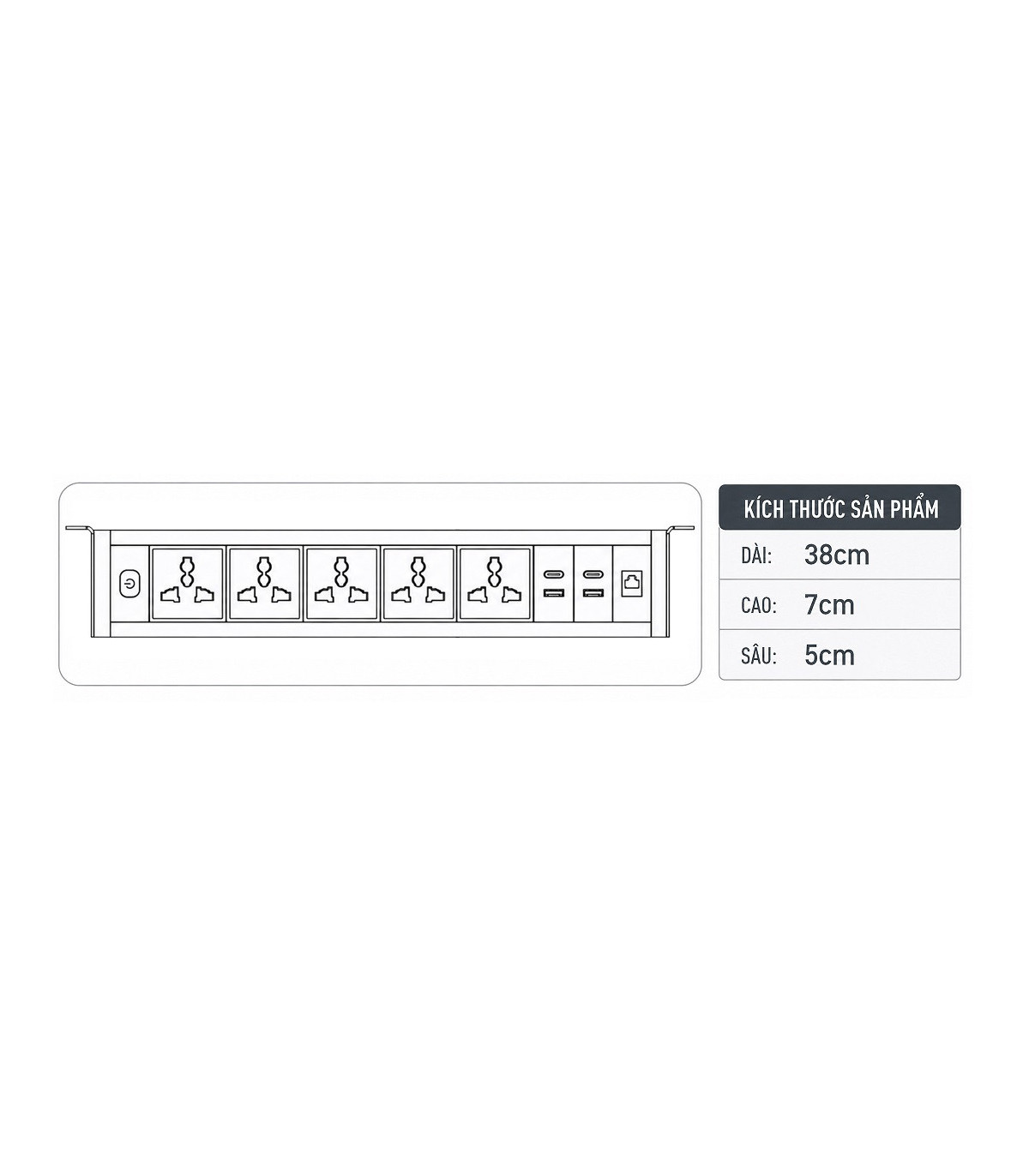 Ổ Cắm Điện Lắp Dưới Bàn (hoặc trên tường) Cao Cấp MK102UW | ⓿❾❼❼❹❼❽❹❻❻ | METAKING