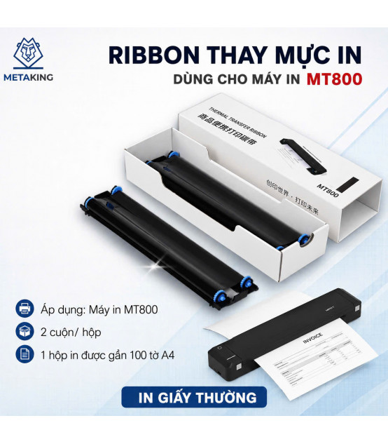 Hộp Ribbon Thay Thế Mực Dùng Cho Máy In HPRT MT800 | ⓿❾❼❼❹❼❽❹❻❻ | METAKING