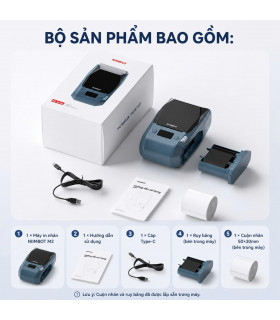 Máy in nhãn di động M110, Bluetooth, in qua app, màu Trắng, Hồng, Đ...